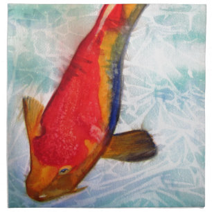 Kohaku Koi Japanese fish watercolor art Cloth Napkin