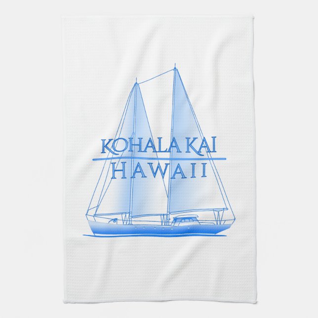 Kohala Kai Coastal Nautical Sailing Sailor Kitchen Towel (Vertical)