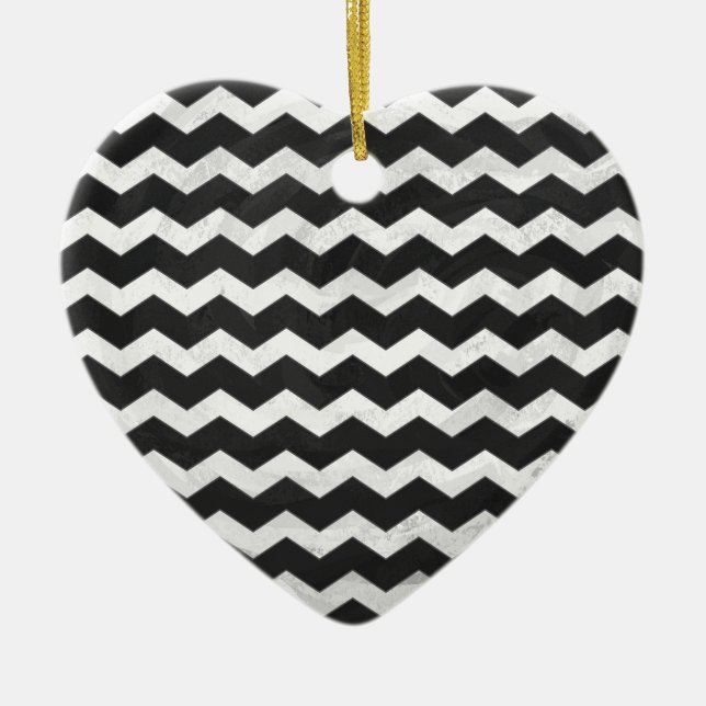 Kohl Black Chevron Pattern Ceramic Ornament (Front)