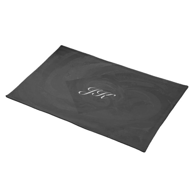 Kohl Black Monogram Personalized Placemat (On Table)