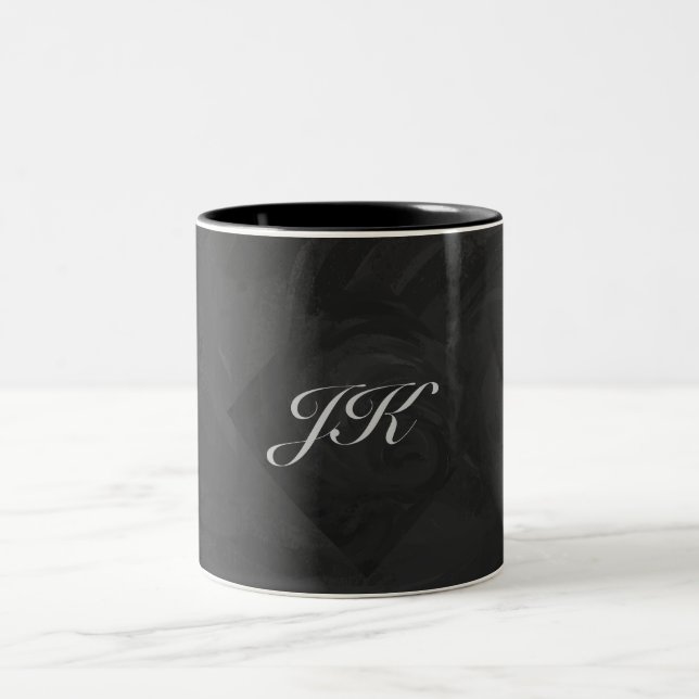 Kohl Black Monogram Personalized Two-Tone Coffee Mug (Center)