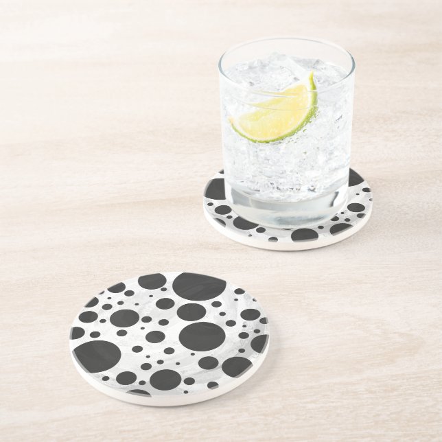 Kohl Black Polka Dot Pattern Drink Coaster (Side)