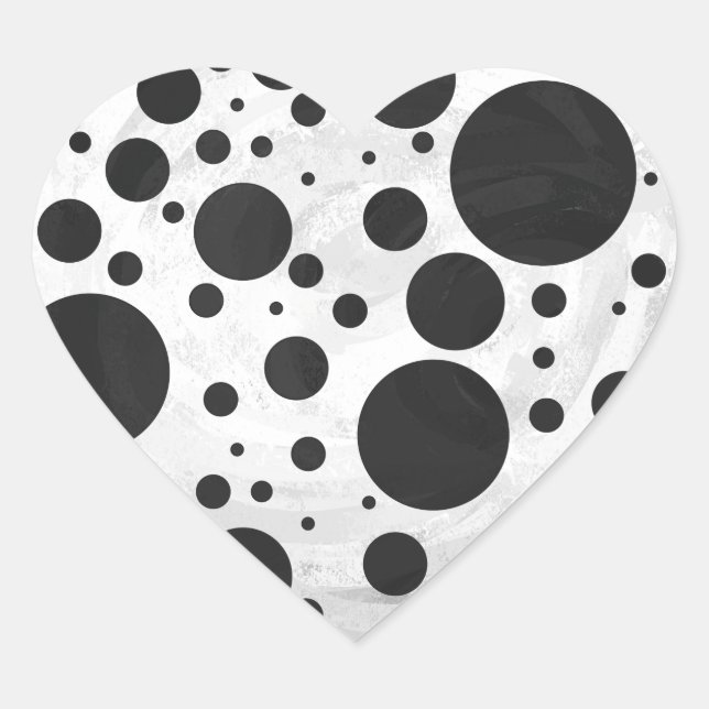 Kohl Black Polka Dot Pattern Heart Sticker (Front)