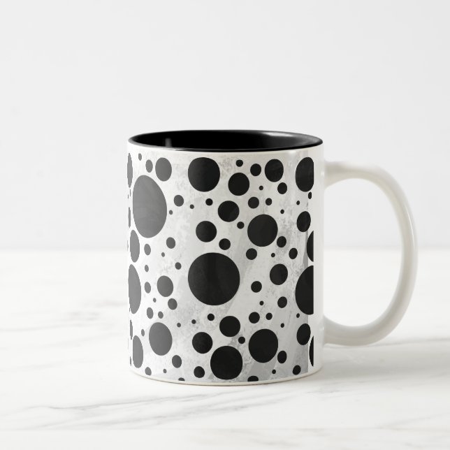 Kohl Black Polka Dot Pattern Two-Tone Coffee Mug (Right)