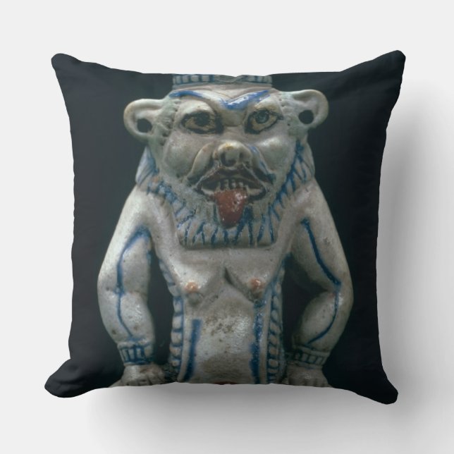 Kohl pot in the form of the god Bes, New Kingdom, Throw Pillow (Front)