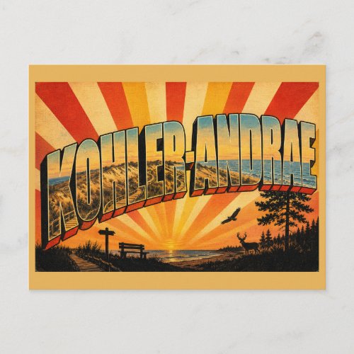 Kohler-Andrae State Park Dunes Lake Michigan Art Postcard
