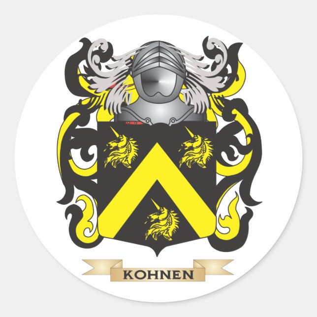Kohnen Coat of Arms (Family Crest) Classic Round Sticker (Front)