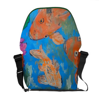 Koi Amongst Lotus Messenger Bag
