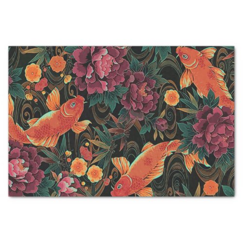 Koi and Peonies Tissue Paper