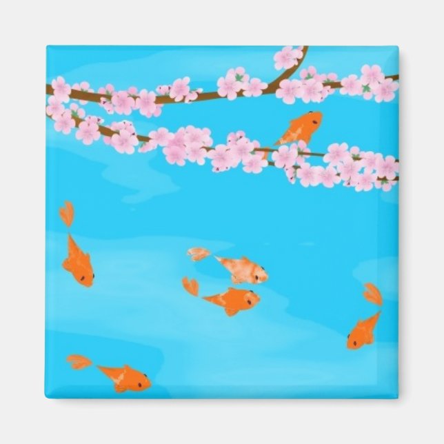Koi and Sakura Magnet (Front)