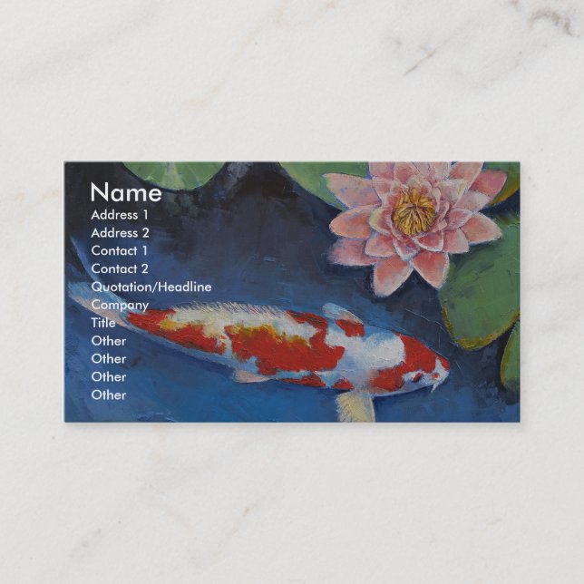 Koi and Water Lily Business Card (Front)