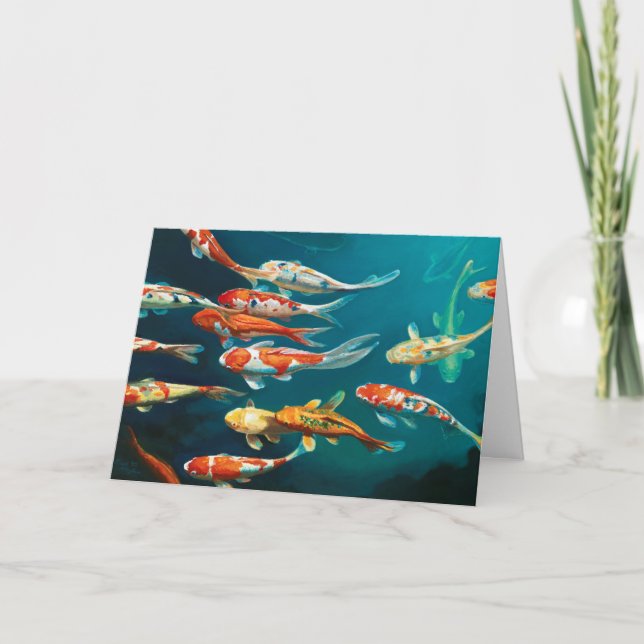 Koi Ballet -  Letterpress Thank You Card (Front)