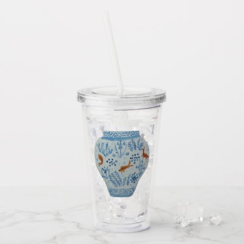 Koi Blue and White Ginger Jar Plastic Tumbler