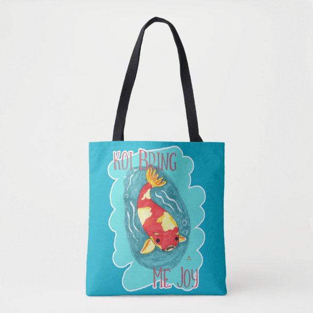  Koi Bring Me Joy Fun Fish Love Cute Slogan Tote Bag (Front)