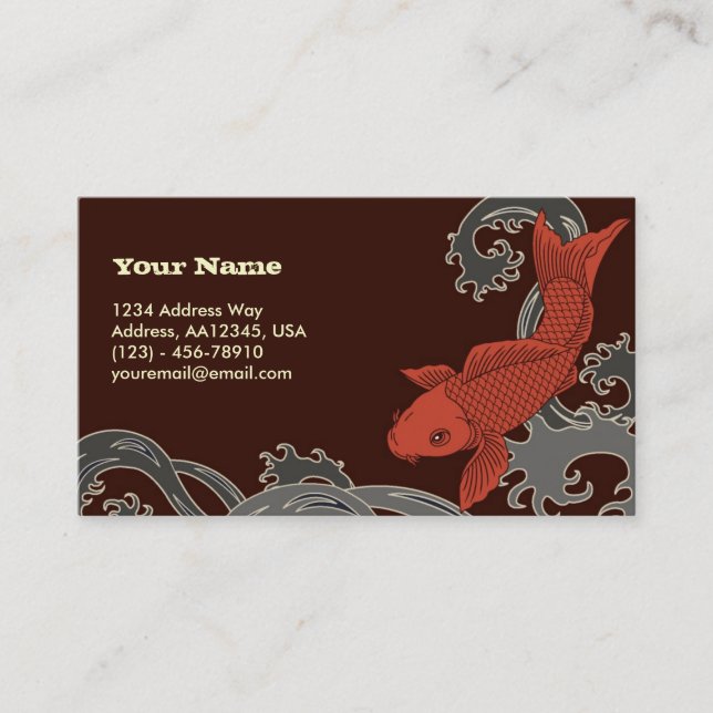 Koi (Brown Background) Business Card (Front)
