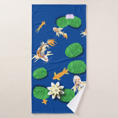 Koi Carp and Water Lily Bath Towel Set