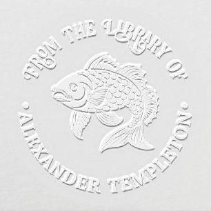 Koi Carp Fish #3 Library Book Name Embosser