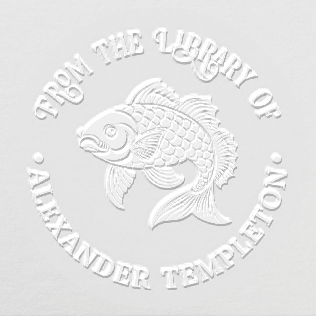 Koi Carp Fish #3 Library Book Name Embosser (Design)