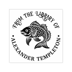 Koi Carp Fish #3 Library Book Name Self-inking Stamp
