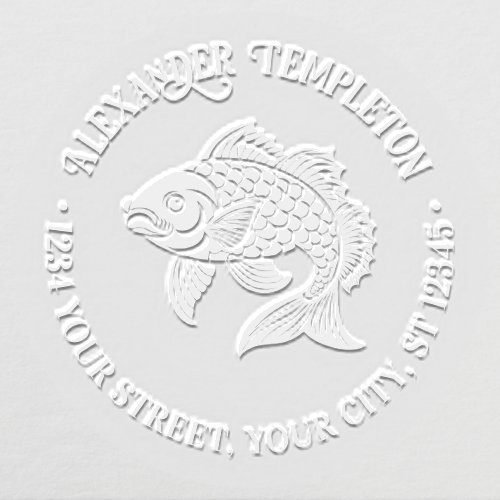 Koi Carp Fish #3 Name Return Address Embosser