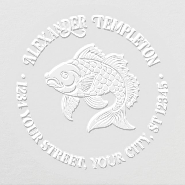 Koi Carp Fish #3 Name Return Address Embosser (Design)