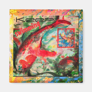 Koi Carp Fish Keep Swimming Painting Magnet