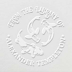 Koi Carp Fish Library Book Name Embosser