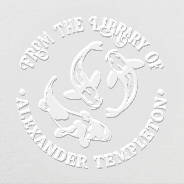 Koi Carp Fish Library Book Name Embosser (Design)