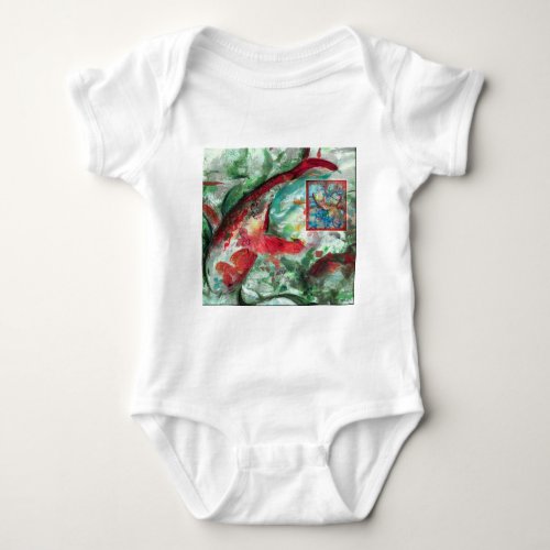 Koi Carp Fish Painting Baby Bodysuit