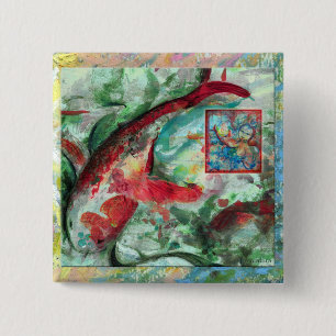 Koi Carp Fish Painting Pinback Button