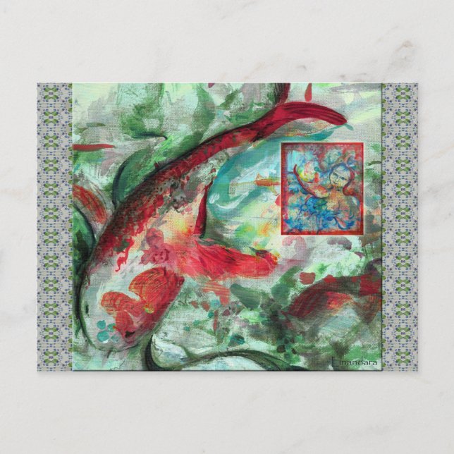 Koi Carp Fish Painting Postcard (Front)