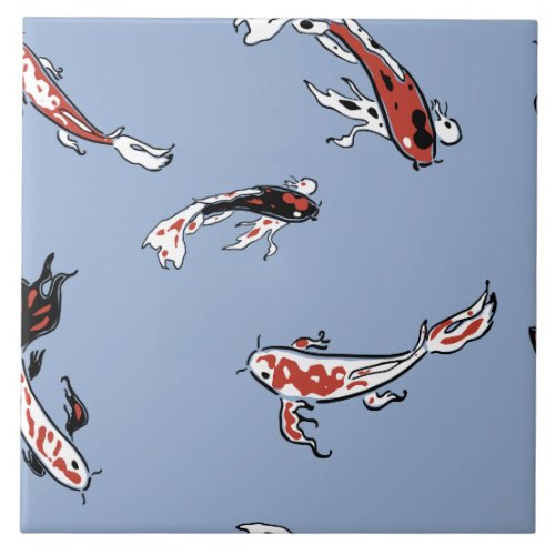 Koi Carp Fish Pattern Tile