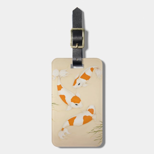 Koi Carp Fish Swimming Cool Luggage Tag (Front Vertical)