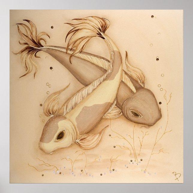 Koi Carp Japanese Fishes Painting Art Print (Front)