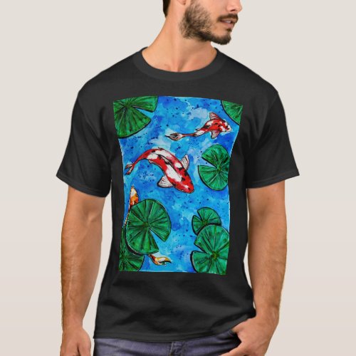 Koi Carps and Water Lilies T_Shirt