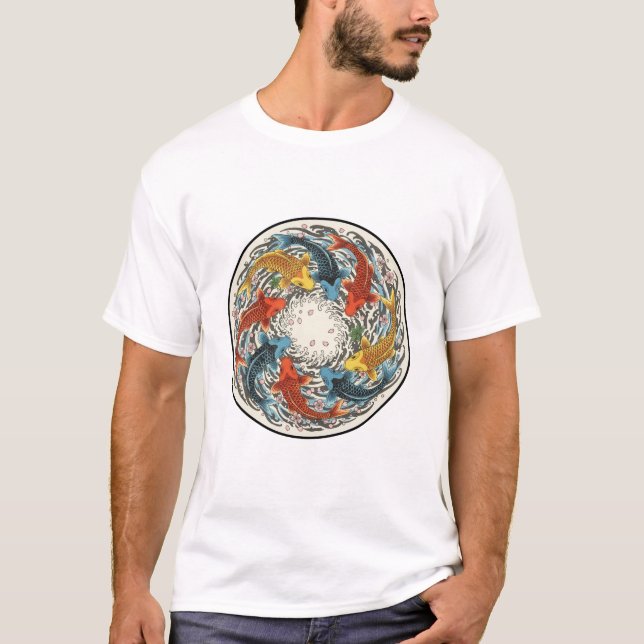 Koi Circle Floral Vortex T-Shirt (Front)