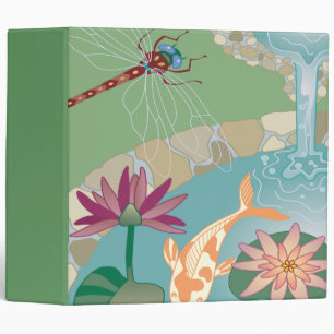 Koi Dragonfly Water Pond notebook Binder
