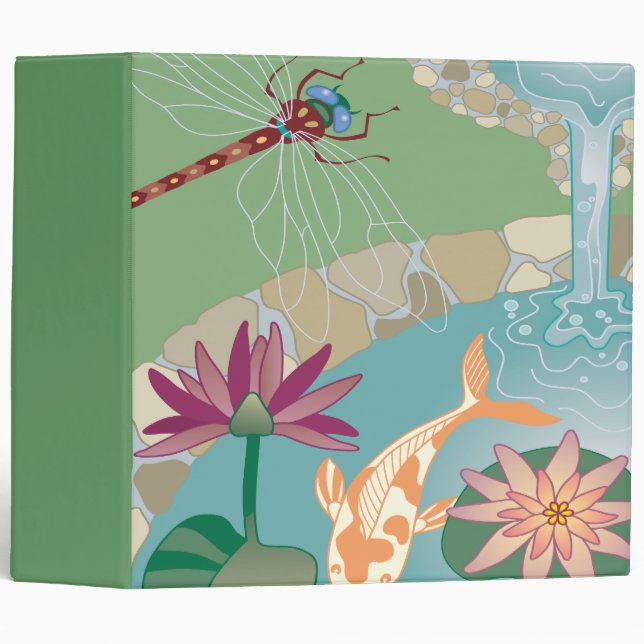 Koi Dragonfly Water Pond notebook Binder (Front/Spine)