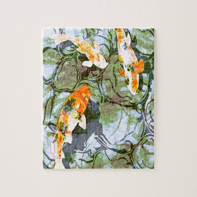 Koi Fish 8" x 10" Puzzle with Tin (Vertical)
