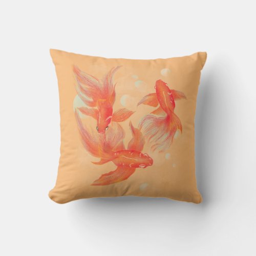 Koi fish absract design throw pillow