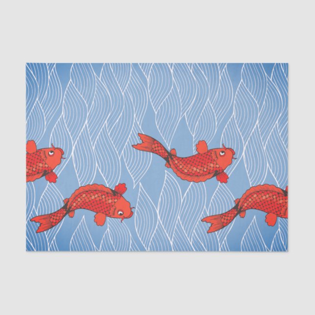 KOI FISH AND JAPANESE WAVE PATTERN TISSUE PAPER (Front)
