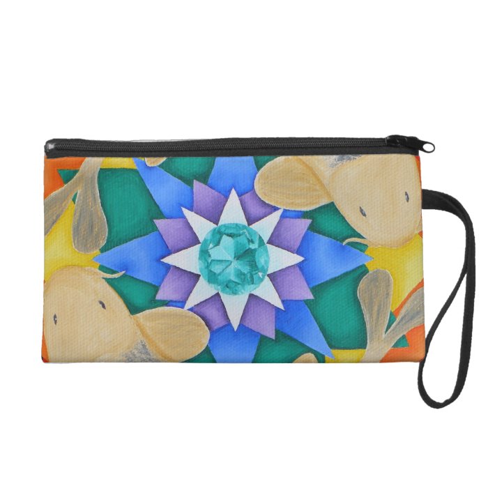 Koi Fish and Lotus Bagettes Bag Wristlet Clutches