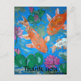 Koi Fish And Lotus Thankyou Card