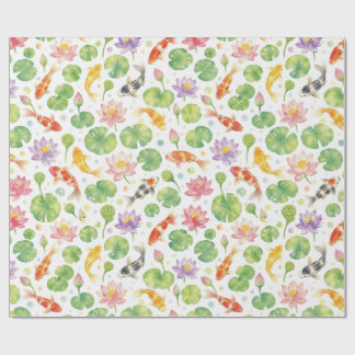 Koi fish and lotus wrapping paper
