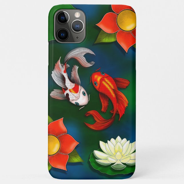 Koi fish and White Lotus Lily Pad Pond Case-Mate iPhone Case (Back)