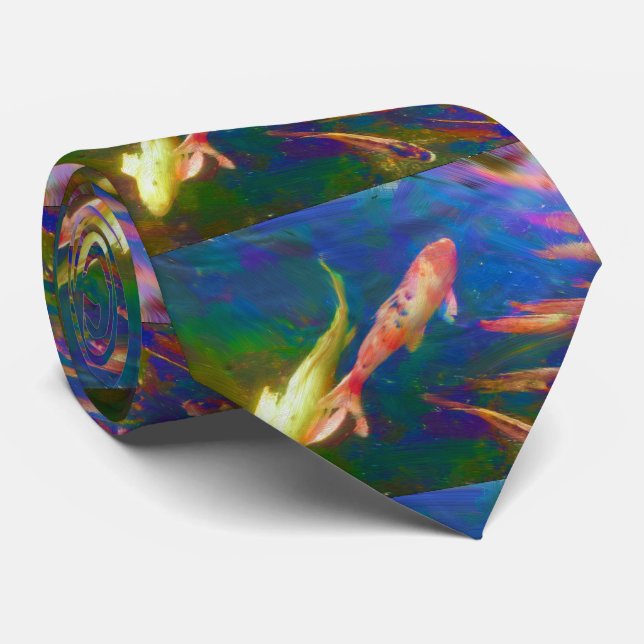 Koi Fish Art Men's Necktie (Rolled)