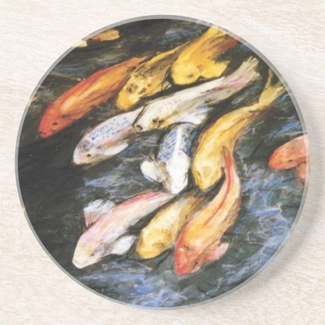 Koi Fish Art Pond Coaster (Front)