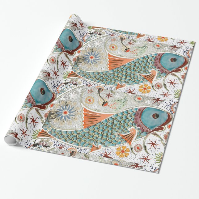 Koi Fish Art , Wrapping Paper (Unrolled)