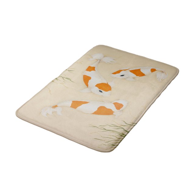 Koi Fish Asian Carp Art Print Bathroom Mat (Angled)