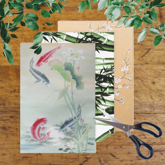 Koi Fish, Bamboo, Plum Blossom  Wrapping Paper Sheets (Creator Uploaded)